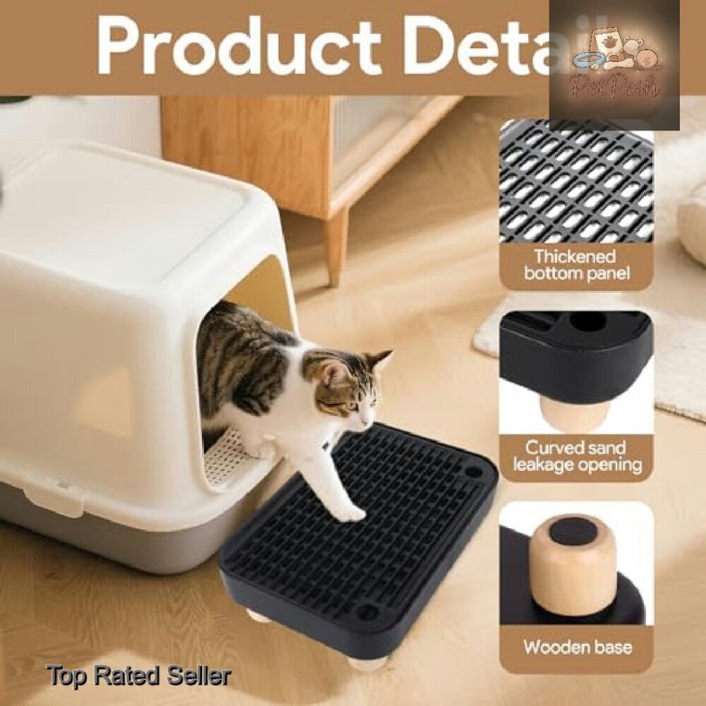 Cat Litter Box Ramp Step Senior Kittens Low Entry Mesh Tray Clean View 4